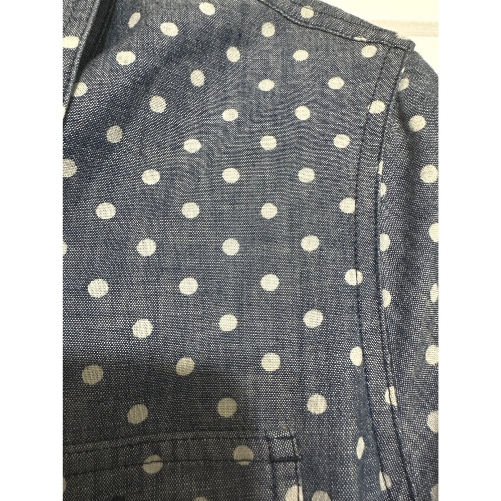 Talbots Shirt Dress Women Blue Polka Dot Chambray Cotton Belted Preppy Casual 8P - Picture 3 of 5